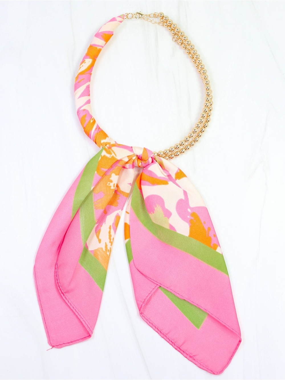 Caroline Hill Laya Pink Multi Beaded Scarf Collar Necklace